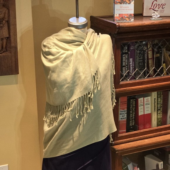 Pistachio Green Cashmere & Silk Blend Scarf/Shawl/Wrap - Picture 10 of 12